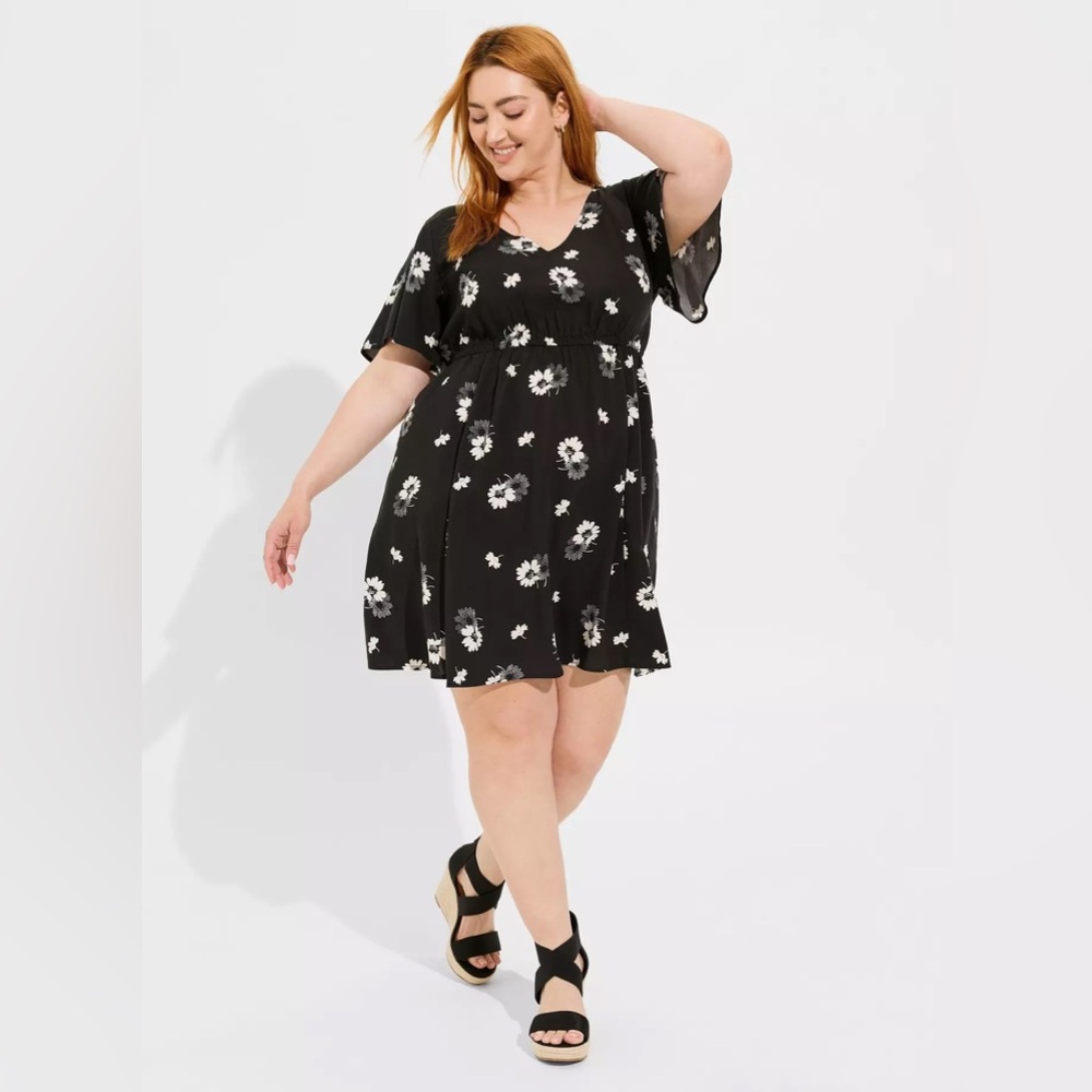 Torrid Challis V-Neck Mini Dress